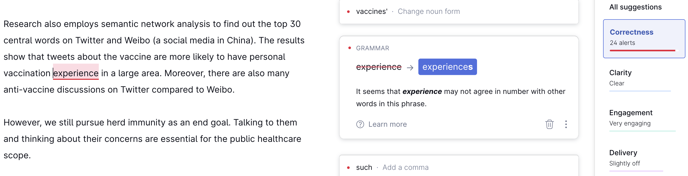 Grammarly Correctness